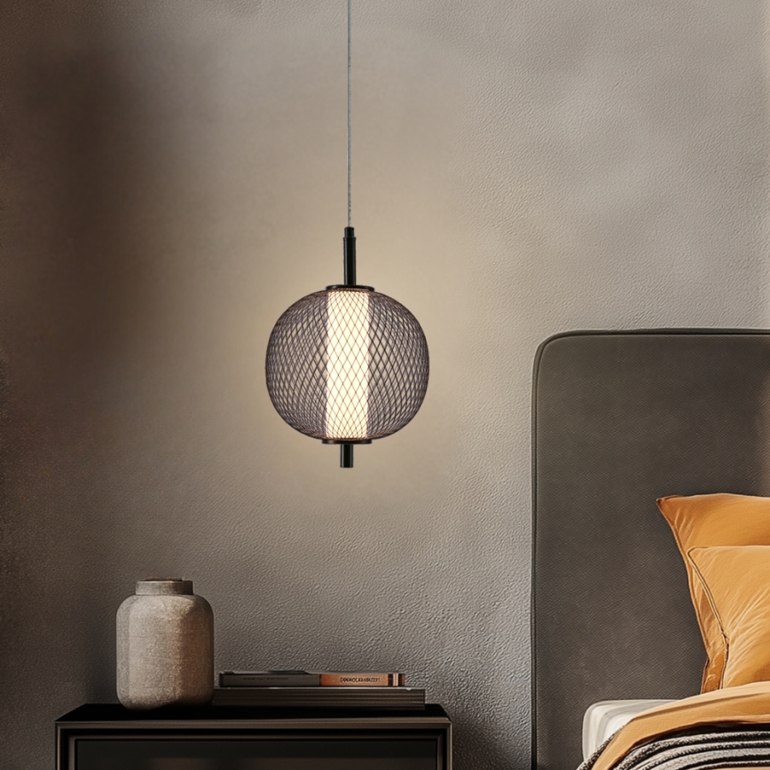LED pakabinamas šviestuvas ant laido PUMA LED/10W/230V, skersmuo 20 cm, juodas