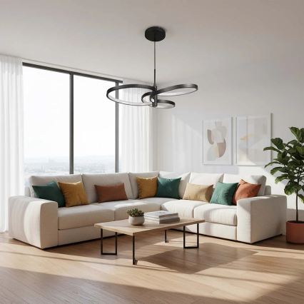 LED pakabinamas šviestuvas ant laido RIBBON, 25 W, 230 V, 4000 K, juodas