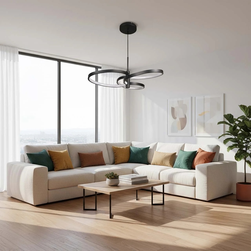 LED pakabinamas šviestuvas ant laido RIBBON, 25 W, 230 V, 4000 K, juodas