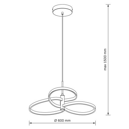 LED pakabinamas šviestuvas ant laido RIBBON, 25 W, 230 V, 4000 K, juodas