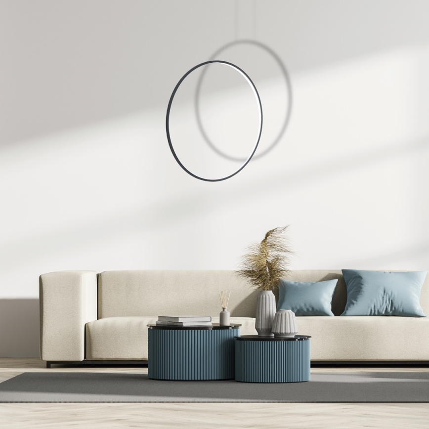 LED pakabinamas šviestuvas ant laido SATURNO LED/46W/230V Ø 80 cm IP44 juodas