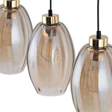 LED pakabinamas šviestuvas ant laido SEBO 1xE27/15W/230V juodas/dūminės smėlio spalvos