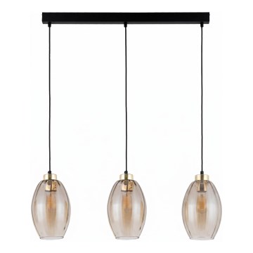 LED pakabinamas šviestuvas ant laido SEBO 3xE27/15W/230V – juodos / rūkyto smėlio spalvos