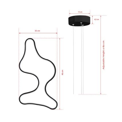 LED Pakabinamas šviestuvas ARTISAN LED/36W/230V 6500K juodas