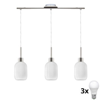 LED Pakabinamas šviestuvas HARMA 3xE27/60W/230V matinis chromas/baltas