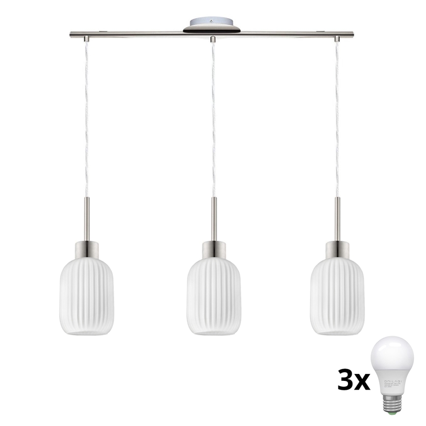 LED Pakabinamas šviestuvas HARMA 3xE27/60W/230V matinis chromas/baltas