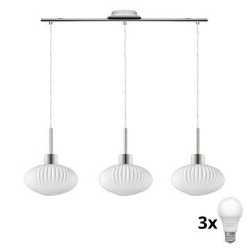LED pakabinamas šviestuvas HARMA 3xE27/60W/230V matinis chromas/baltas