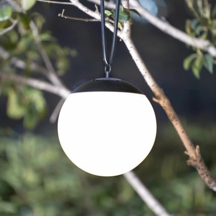LED Pakabinamas šviestuvas, įkraunamas saulės energija KIARA LED/1,2V 600 mAh IP44 juoda