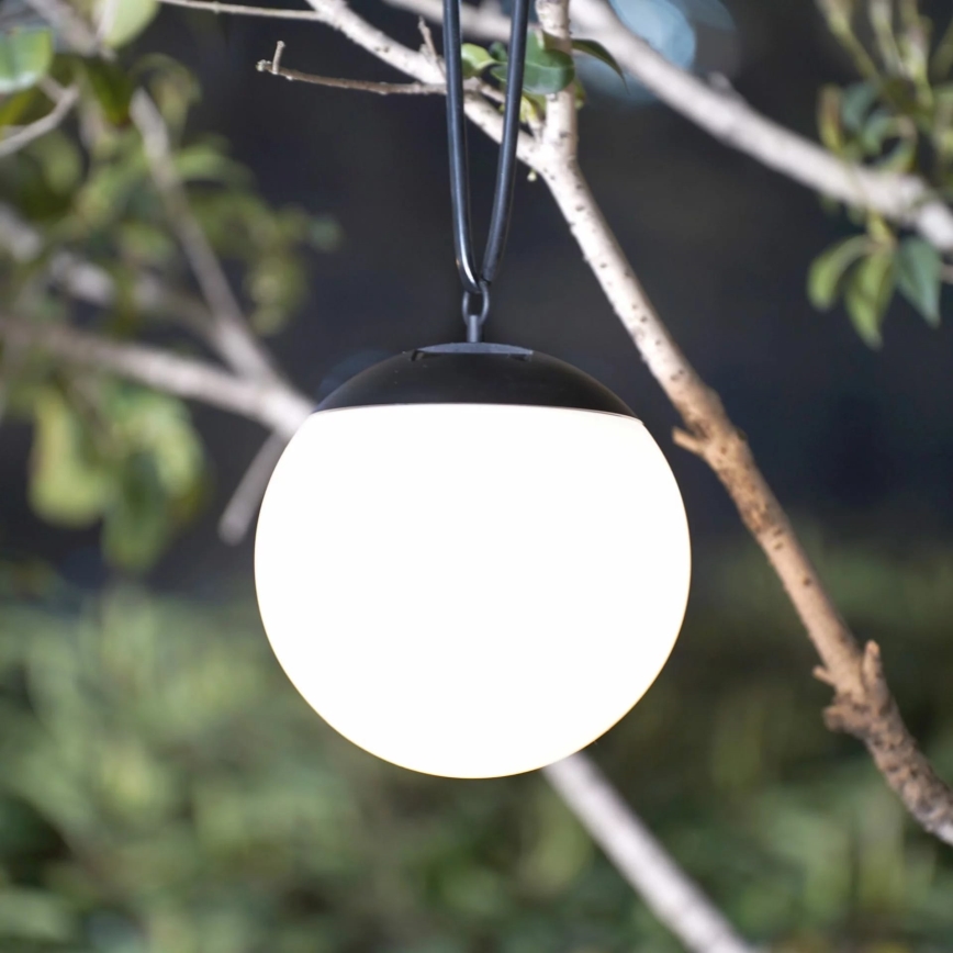 LED Pakabinamas šviestuvas, įkraunamas saulės energija KIARA LED/1,2V 600 mAh IP44 juoda