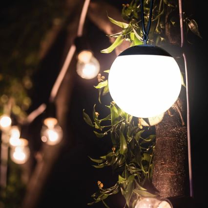 LED Pakabinamas šviestuvas, įkraunamas saulės energija KIARA LED/1,2V 600 mAh IP44 juoda