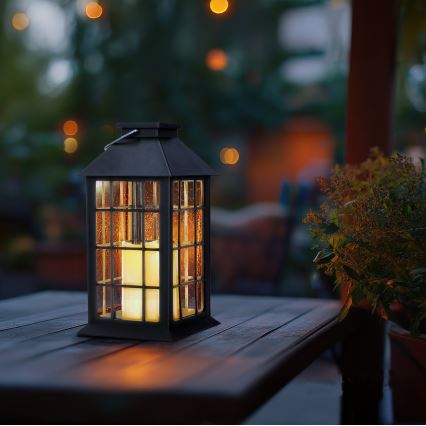 LED Pakabinamas šviestuvas, įkraunamas saulės energija LED/0,02W/1,2V 1xAA 2700K IP44 200 mAh juoda