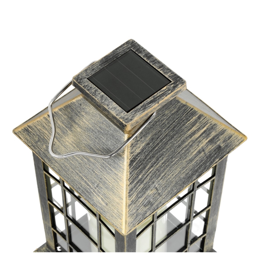 LED Pakabinamas šviestuvas, įkraunamas saulės energija LED/0,02W/1,2V 1xAA 2700K IP44 200 mAh patina