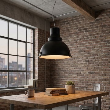 LED pakabinamas šviestuvas INDUSTRY ant troselio 1xE27/60W/230V juodas