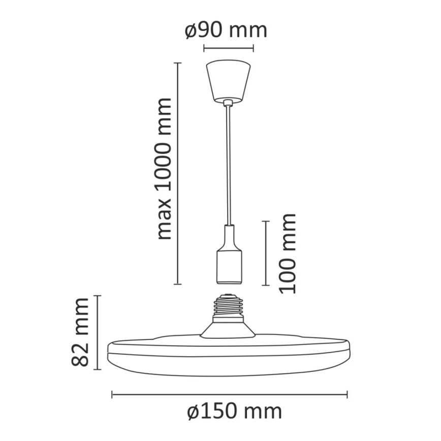 LED pakabinamas šviestuvas KIKI 1xE27/10W/230V juoda