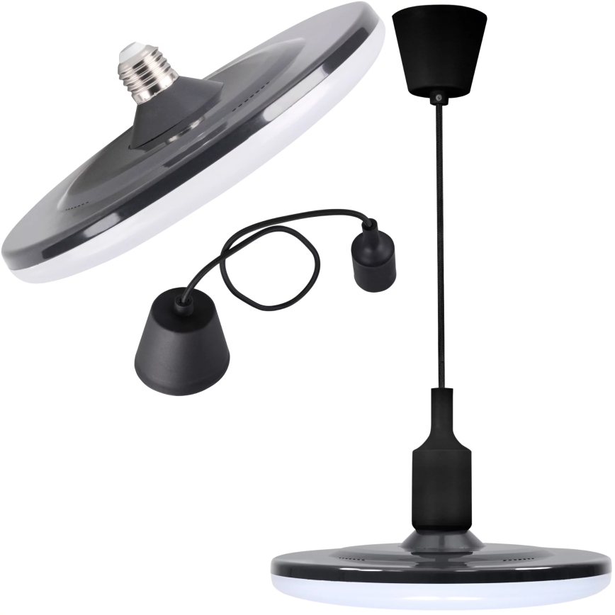 LED pakabinamas šviestuvas KIKI 1xE27/15W/230V juoda