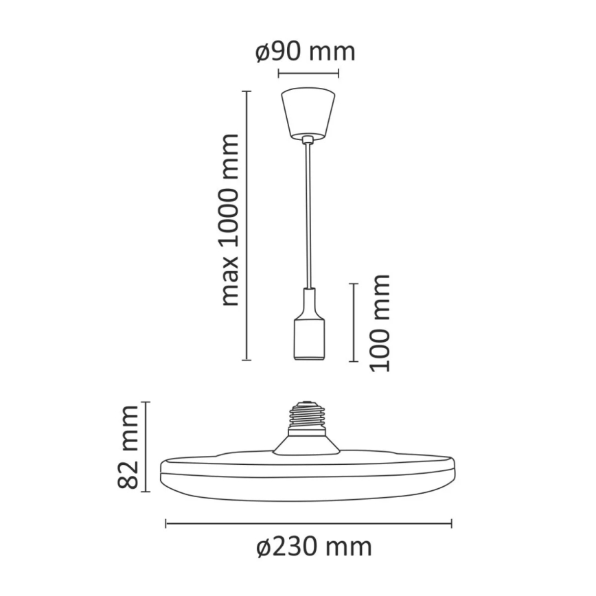 LED pakabinamas šviestuvas KIKI 1xE27/15W/230V juoda