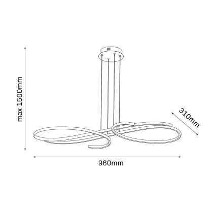 LED pakabinamas šviestuvas su laidu VIOLIN LED/40W/230V juodas