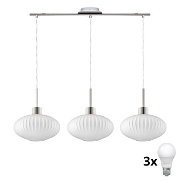 LED Pakabintas šviestuvas HARMA 3xE27/60W/230V matinė chromo/balta