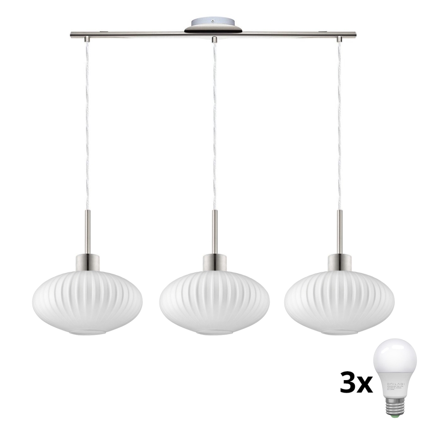 LED Pakabintas šviestuvas HARMA 3xE27/60W/230V matinė chromo/balta