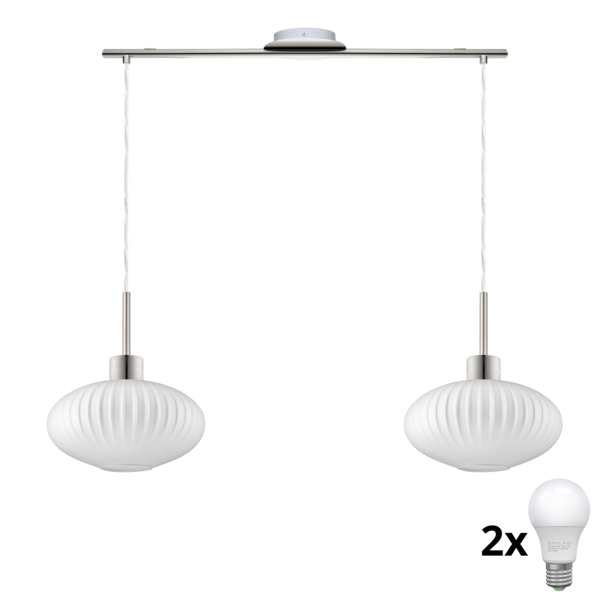 LED pakabukas HARMA 2xE27/60W/230V matinio chromo/baltos