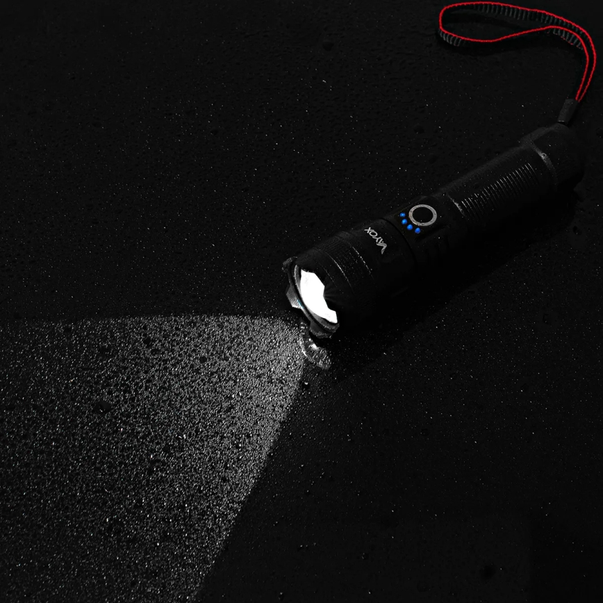 LED Pritemdomas įkraunamas žibintuvėlis su maitinimo bloku funkcija LED/10W/5V IPX4 600 blizgus 2000 mAh