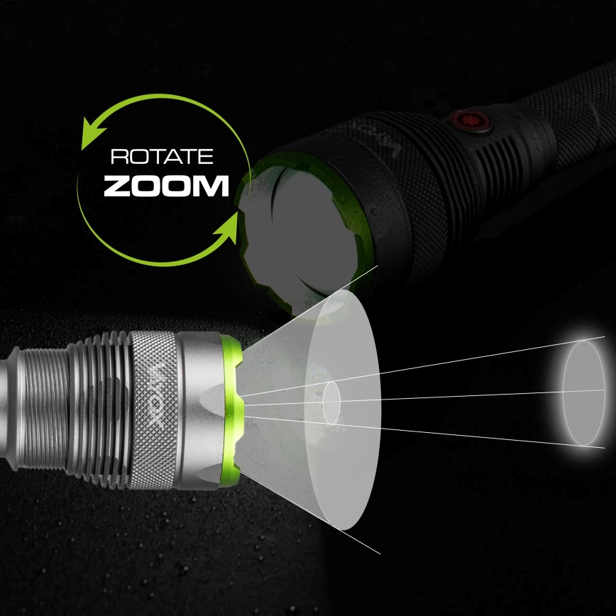 LED Pritemdomas įkraunamas žibintuvėlis su maitinimo bloku funkcija LED/5V IPX7 10000 blizgus 2600 mAh