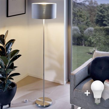 LED pastatoma lempa TUNJA 1xE27/20W/230V Ø 30 cm matinis chromas/pilka