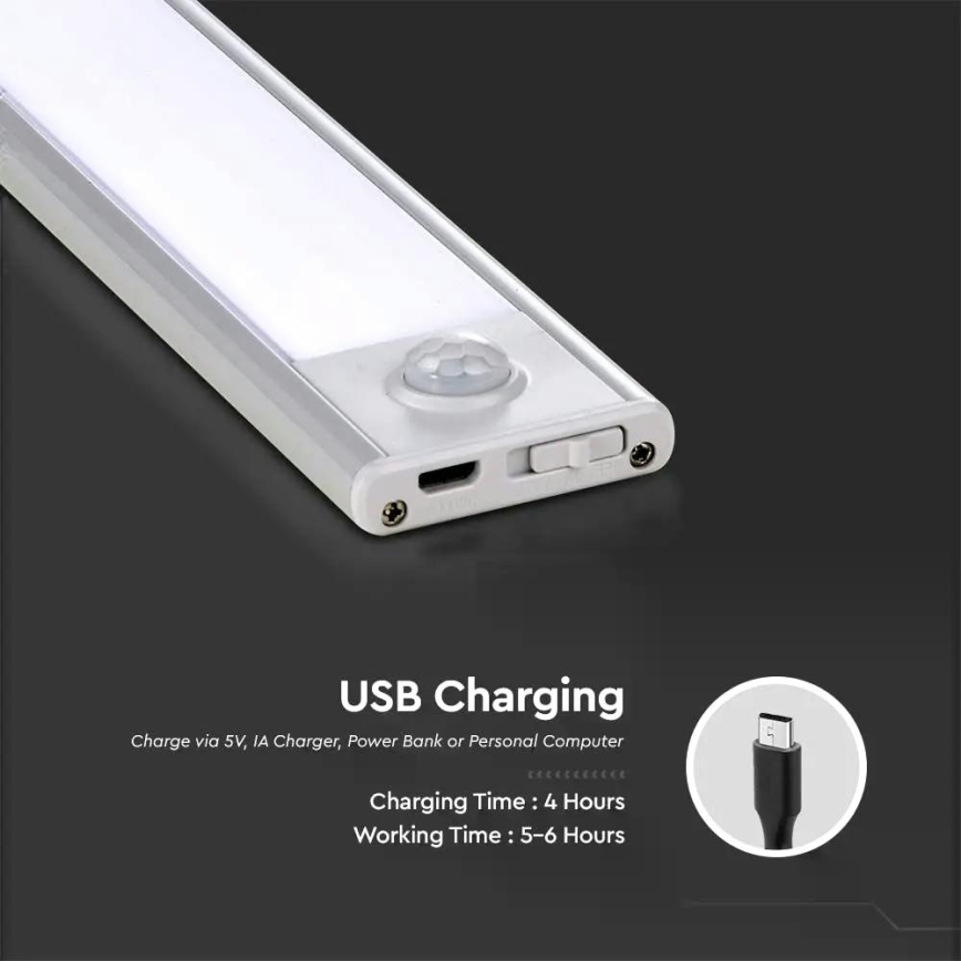 LED pošvietidlo po linkoje su jutikliu LED/1,5W/5V 1500 mAh 4000K