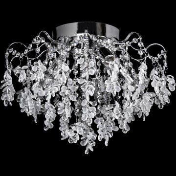LED prie lubų montuojama liustra 5xE27/60W/230V + 5xLED/3W skersmuo 50 cm blizgus chromas