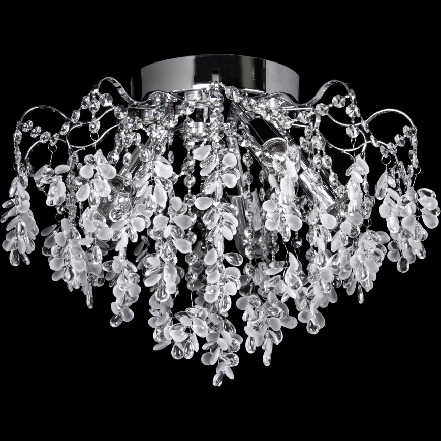 LED prie lubų montuojama liustra 5xE27/60W/230V + 5xLED/3W skersmuo 50 cm blizgus chromas