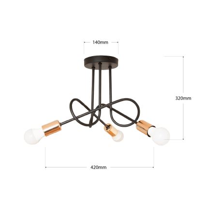 LED prigludęs liustras OXFORD 3xE27/15W/230V juodas