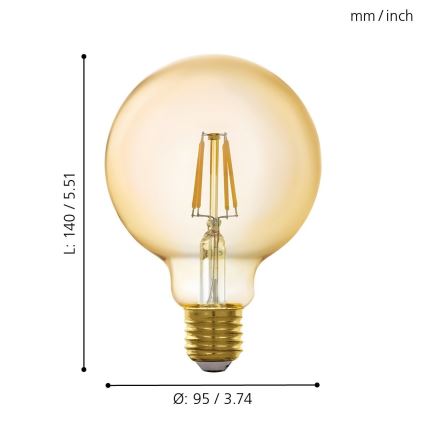 LED pritemdanti lemputė VINTAGE E27 / 5,5W / 230V 2200K - Eglo 11866