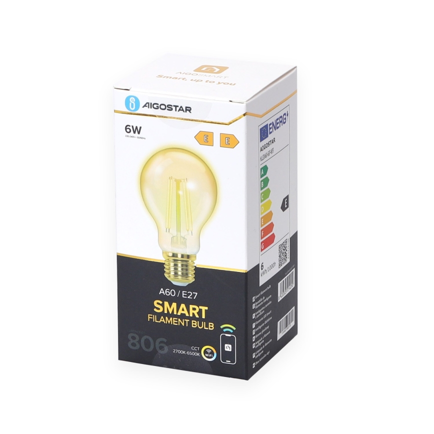LED pritemdoma elektros lemputė A60 E27/6W/230V 2700-6500K Wi-Fi - Aigostar