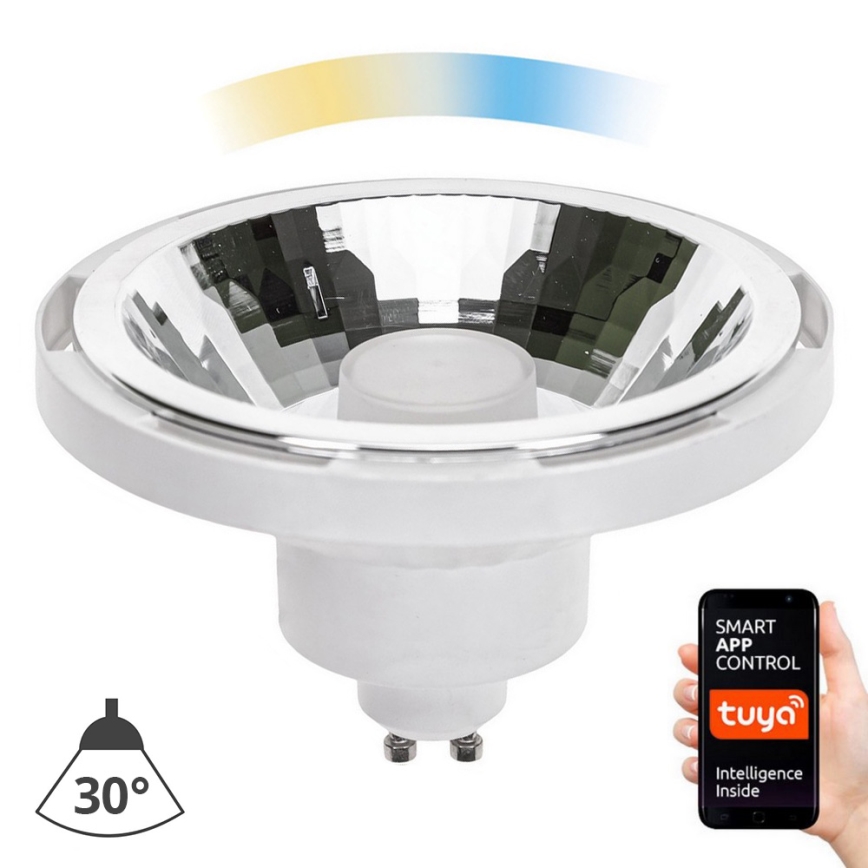 LED pritemdoma elektros lemputė AR111 GU10/10W/230V 3000-6500K Wi-Fi Tuya 30° balta