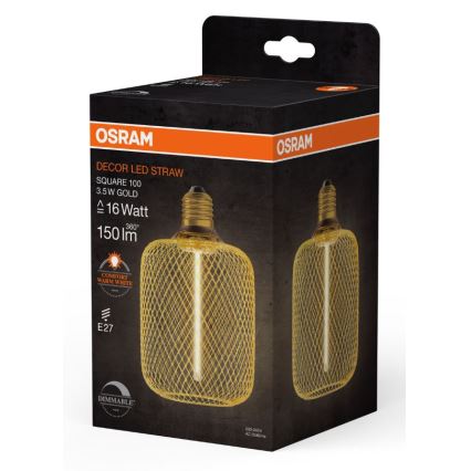 LED pritemdoma elektros lemputė DECOR FILAMENT E27/3,5W/230V 1800K auksas - Osram