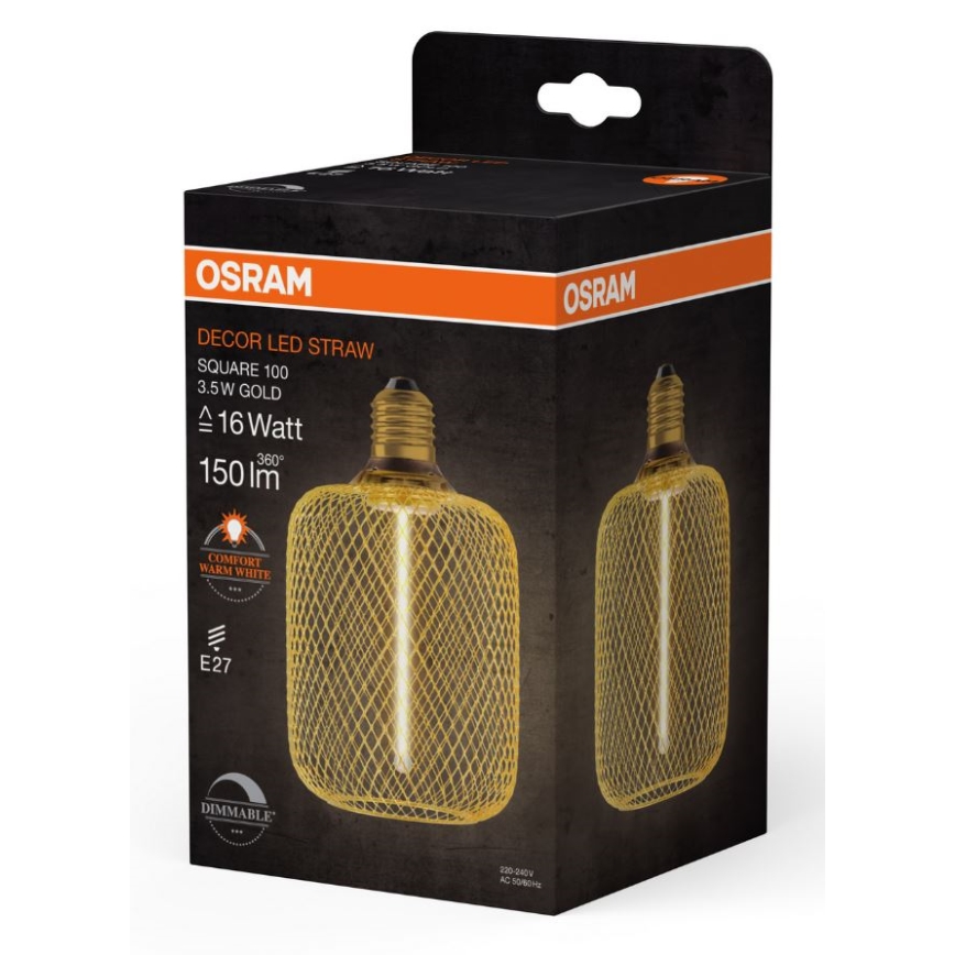 LED pritemdoma elektros lemputė DECOR FILAMENT E27/3,5W/230V 1800K auksas - Osram
