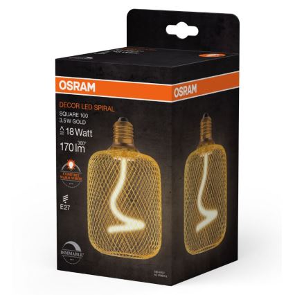 LED pritemdoma elektros lemputė DECOR FILAMENT E27/3,5W/230V 1800K auksas - Osram