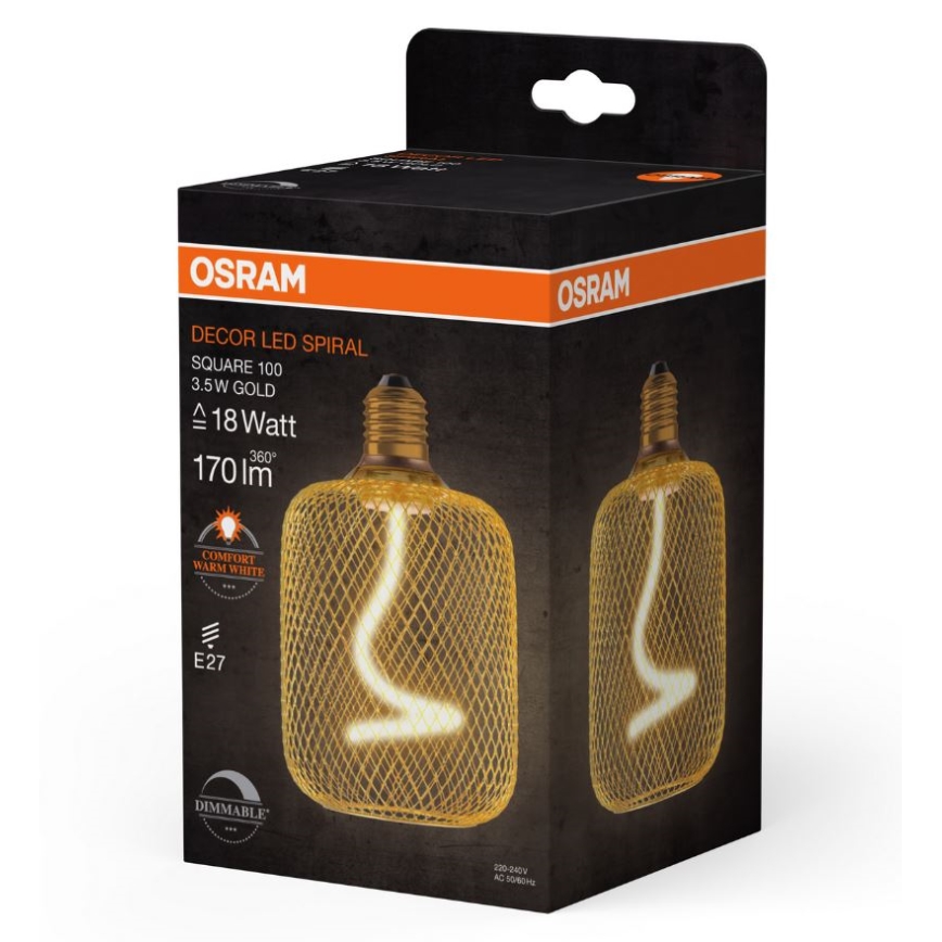 LED pritemdoma elektros lemputė DECOR FILAMENT E27/3,5W/230V 1800K auksas - Osram