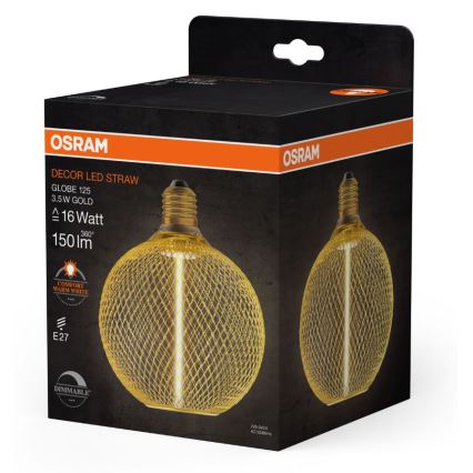LED pritemdoma elektros lemputė DECOR  FILAMENT G125 E27/3,5W/230V 1800K auksas - Osram