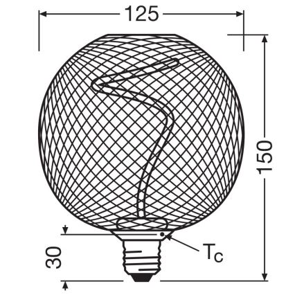 LED pritemdoma elektros lemputė DECOR FILAMENT G125 E27/3,5W/230V 1800K auksas - Osram