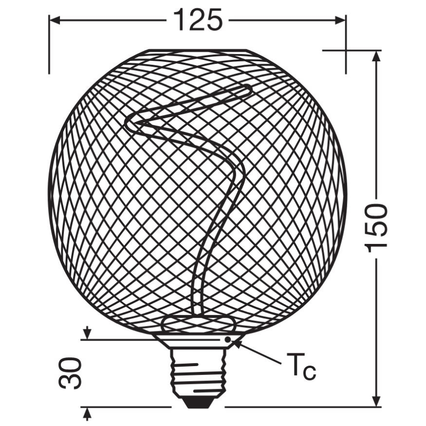 LED pritemdoma elektros lemputė DECOR FILAMENT G125 E27/3,5W/230V 1800K juoda - Osram