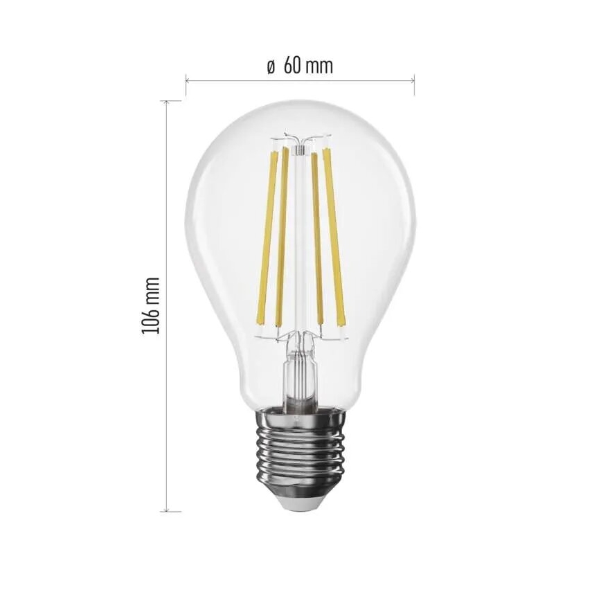 LED pritemdoma elektros lemputė FILAMENT A60 E27/7,5W/230V 4000K