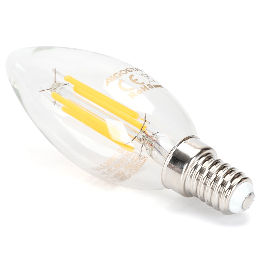 LED pritemdoma elektros lemputė FILAMENT C35 E14/4W/230V 2700K - Aigostar