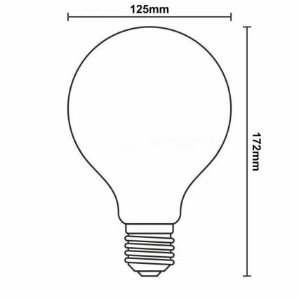 LED pritemdoma elektros lemputė FILAMENT G125 E27/12W/230V 2000K