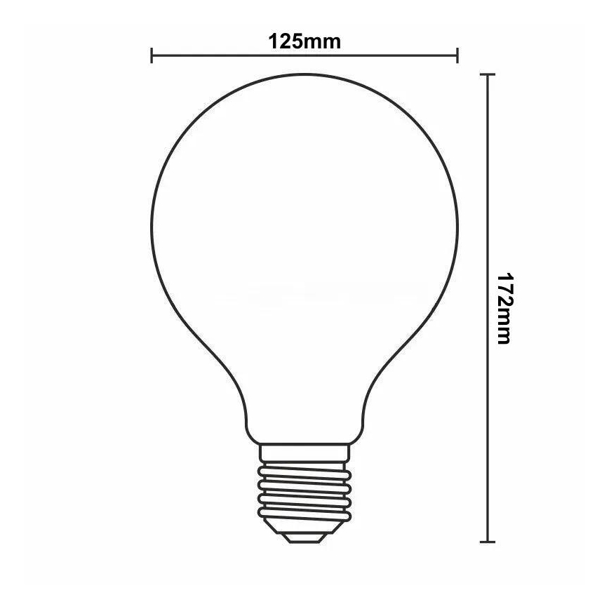 LED pritemdoma elektros lemputė FILAMENT G125 E27/12W/230V 2000K