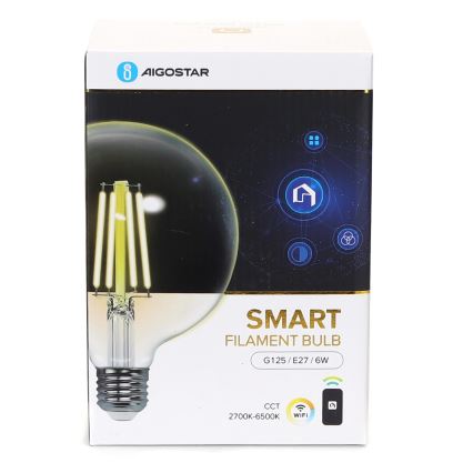 LED pritemdoma elektros lemputė FILAMENT G125 E27/6W/230V 2700-6500K Wi-Fi - Aigostar