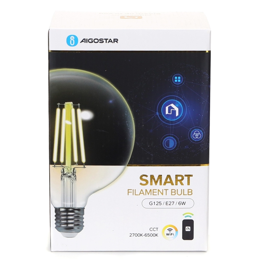 LED pritemdoma elektros lemputė FILAMENT G125 E27/6W/230V 2700-6500K Wi-Fi - Aigostar