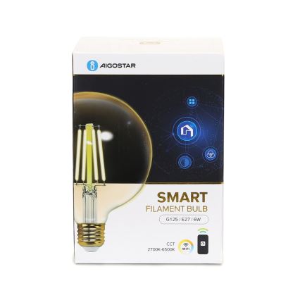 LED pritemdoma elektros lemputė FILAMENT G125 E27/6W/230V 2700-6500K Wi-Fi - Aigostar