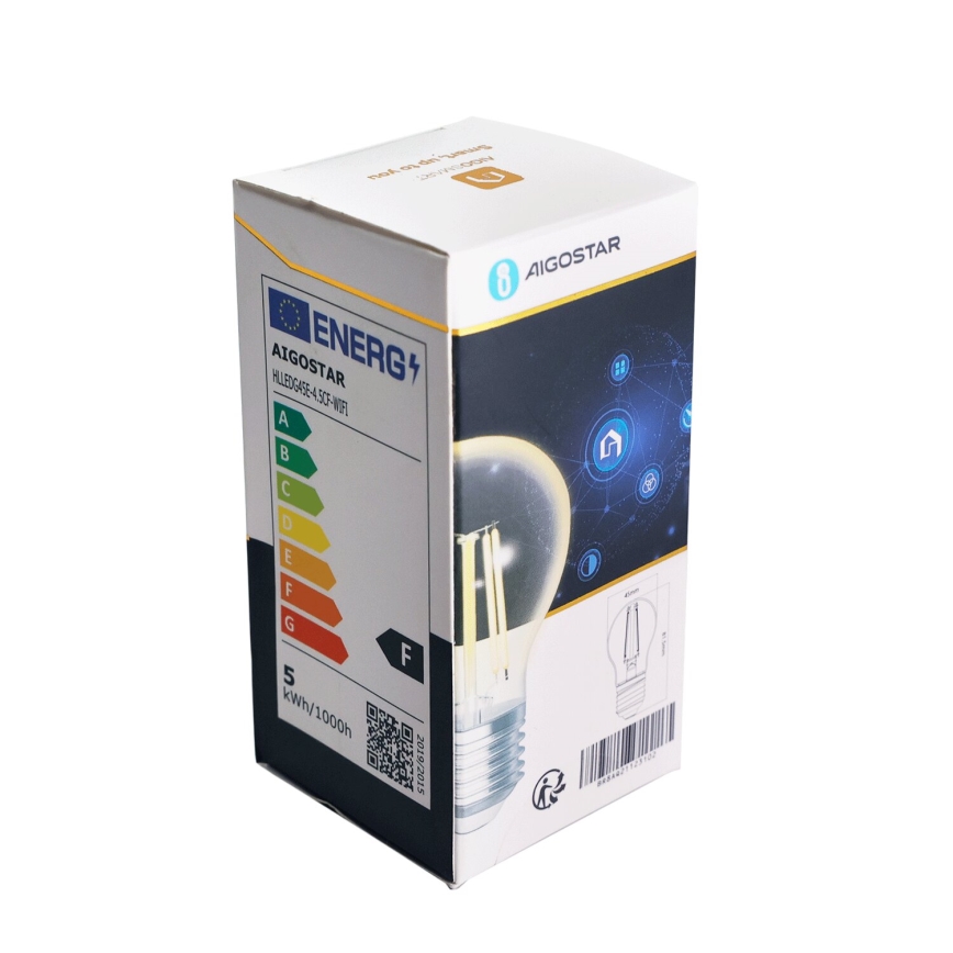LED pritemdoma elektros lemputė FILAMENT G45 E27/4,5W/230V 2700-6500K Wi-Fi - Aigostar