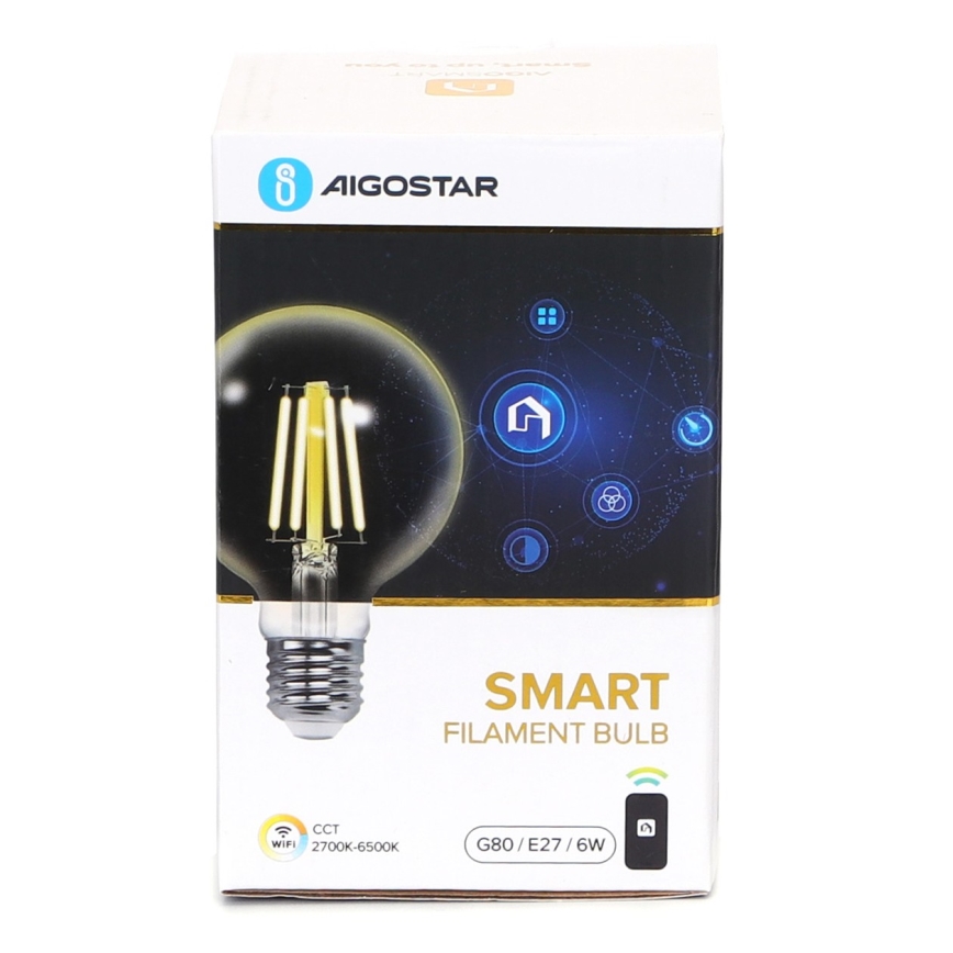 LED pritemdoma elektros lemputė FILAMENT G80 E27/6W/230V 2700-6500K Wi-Fi - Aigostar